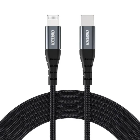 Choetech 1.2M Type-C To Lightening Mfi Nylon Braid Cable Black